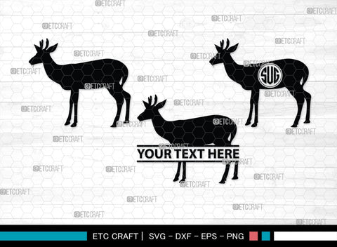 Deer Monogram, Deer Silhouette, Deer SVG, Gazelle Svg, Buck Svg, Hunting Svg, Deer Head Svg, SB00250 SVG ETC Craft 
