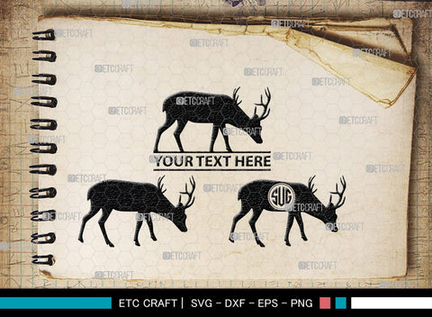 Deer Monogram, Deer Silhouette, Deer SVG, Gazelle Svg, Buck Svg, Hunting Svg, Deer Head Svg, SB00250 SVG ETC Craft 