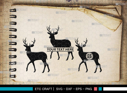 Deer Monogram, Deer Silhouette, Deer SVG, Gazelle Svg, Buck Svg, Hunting Svg, Deer Head Svg, SB00250 SVG ETC Craft 