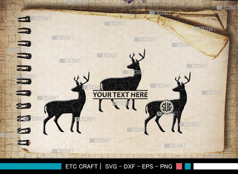 Deer Monogram, Deer Silhouette, Deer SVG, Gazelle Svg, Buck Svg, Hunting Svg, Deer Head Svg, SB00250 SVG ETC Craft 