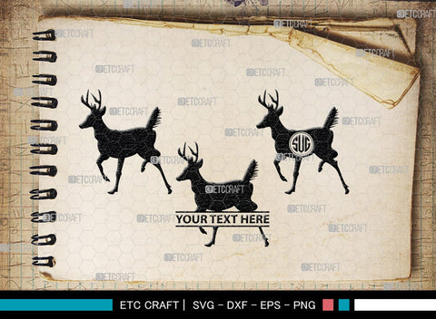 Deer Monogram, Deer Silhouette, Deer SVG, Gazelle Svg, Buck Svg, Hunting Svg, Deer Head Svg, SB00250 SVG ETC Craft 
