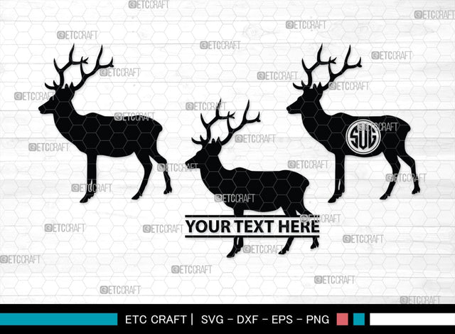 Deer Monogram, Deer Silhouette, Deer SVG, Gazelle Svg, Buck Svg, Hunting Svg, Deer Head Svg, SB00250 SVG ETC Craft 