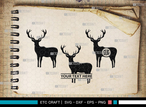 Deer Monogram, Deer Silhouette, Deer SVG, Gazelle Svg, Buck Svg, Hunting Svg, Deer Head Svg, SB00250 SVG ETC Craft 