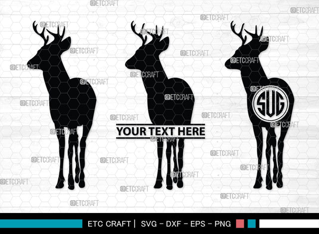 Deer Monogram, Deer Silhouette, Deer SVG, Gazelle Svg, Buck Svg, Hunting Svg, Deer Head Svg, SB00250 SVG ETC Craft 
