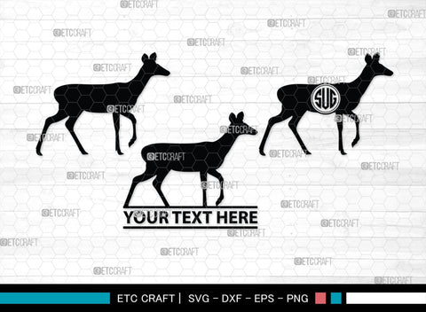Deer Monogram, Deer Silhouette, Deer SVG, Gazelle Svg, Buck Svg, Hunting Svg, Deer Head Svg, SB00250 SVG ETC Craft 