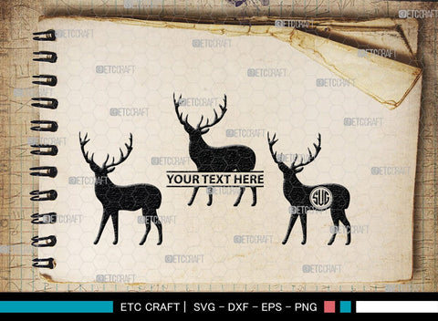 Deer Monogram, Deer Silhouette, Deer SVG, Gazelle Svg, Buck Svg, Hunting Svg, Deer Head Svg, SB00250 SVG ETC Craft 