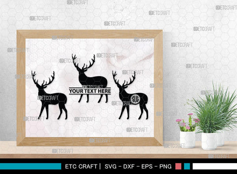 Deer Monogram, Deer Silhouette, Deer SVG, Gazelle Svg, Buck Svg, Hunting Svg, Deer Head Svg, SB00250 SVG ETC Craft 
