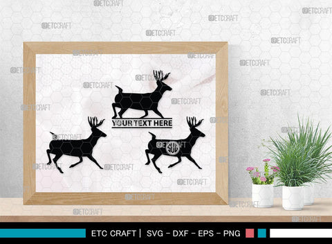 Deer Monogram, Deer Silhouette, Deer SVG, Gazelle Svg, Buck Svg, Hunting Svg, Deer Head Svg, SB00250 SVG ETC Craft 