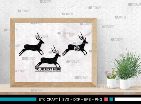Deer Monogram, Deer Silhouette, Deer SVG, Gazelle Svg, Buck Svg, Hunting Svg, Deer Head Svg, SB00250 SVG ETC Craft 