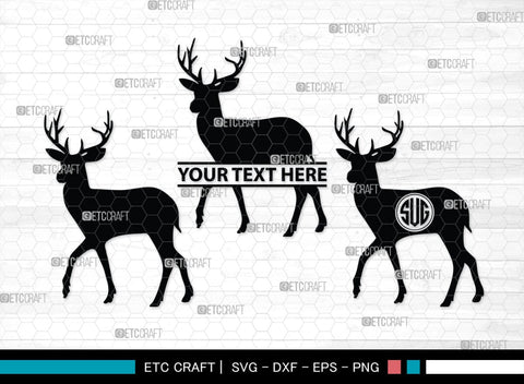 Deer Monogram, Deer Silhouette, Deer SVG, Gazelle Svg, Buck Svg, Hunting Svg, Deer Head Svg, SB00250 SVG ETC Craft 