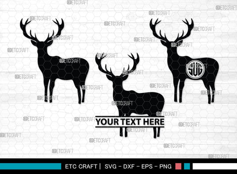 Deer Monogram, Deer Silhouette, Deer SVG, Gazelle Svg, Buck Svg, Hunting Svg, Deer Head Svg, SB00250 SVG ETC Craft 