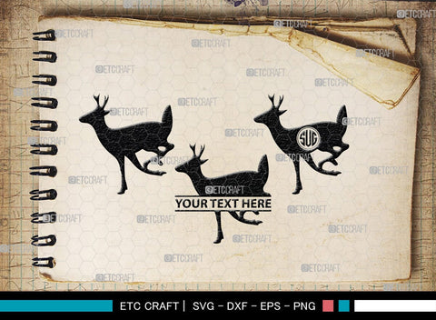 Deer Monogram, Deer Silhouette, Deer SVG, Gazelle Svg, Buck Svg, Hunting Svg, Deer Head Svg, SB00250 SVG ETC Craft 