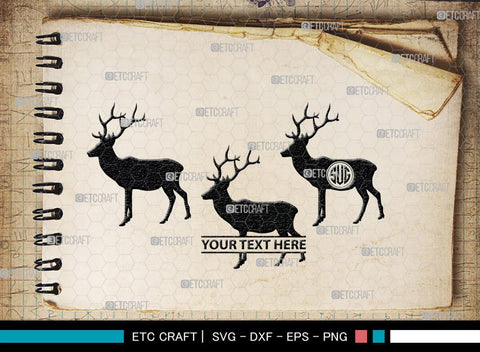 Deer Monogram, Deer Silhouette, Deer SVG, Gazelle Svg, Buck Svg, Hunting Svg, Deer Head Svg, SB00250 SVG ETC Craft 