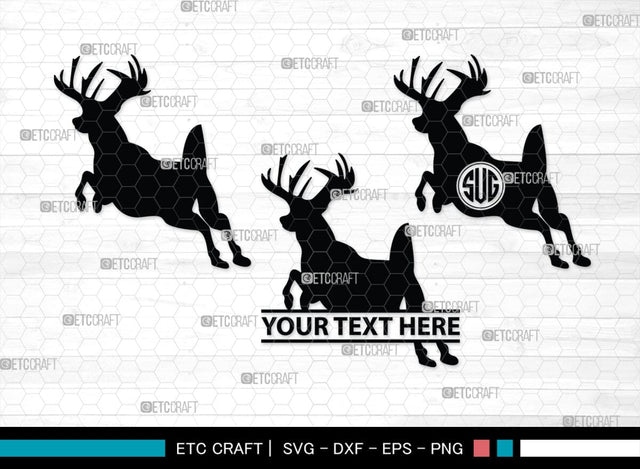 Deer Monogram, Deer Silhouette, Deer SVG, Gazelle Svg, Buck Svg, Hunting Svg, Deer Head Svg, SB00250 SVG ETC Craft 