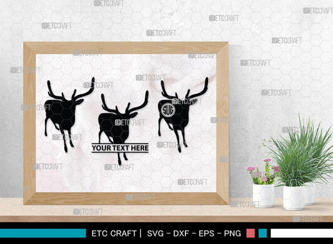 Deer Monogram, Deer Silhouette, Deer SVG, Gazelle Svg, Buck Svg, Hunting Svg, Deer Head Svg, SB00250 SVG ETC Craft 