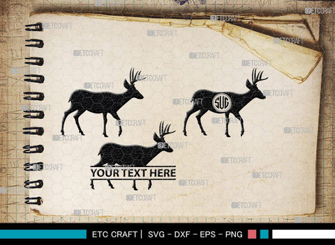 Deer Monogram, Deer Silhouette, Deer SVG, Gazelle Svg, Buck Svg, Hunting Svg, Deer Head Svg, SB00250 SVG ETC Craft 