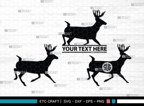 Deer Monogram, Deer Silhouette, Deer SVG, Gazelle Svg, Buck Svg, Hunting Svg, Deer Head Svg, SB00250 SVG ETC Craft 