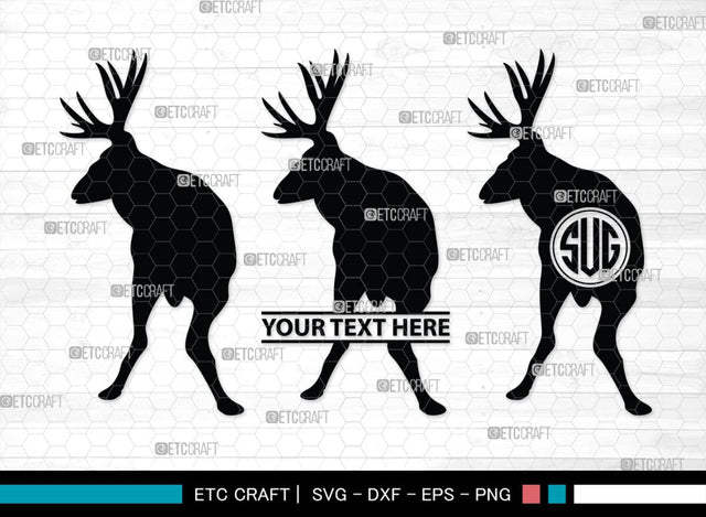Deer Monogram, Deer Silhouette, Deer SVG, Gazelle Svg, Buck Svg, Hunting Svg, Deer Head Svg, SB00250 SVG ETC Craft 