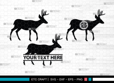 Deer Monogram, Deer Silhouette, Deer SVG, Gazelle Svg, Buck Svg, Hunting Svg, Deer Head Svg, SB00250 SVG ETC Craft 