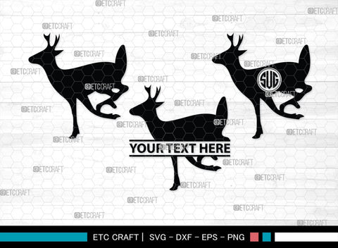 Deer Monogram, Deer Silhouette, Deer SVG, Gazelle Svg, Buck Svg, Hunting Svg, Deer Head Svg, SB00250 SVG ETC Craft 