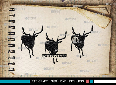 Deer Monogram, Deer Silhouette, Deer SVG, Gazelle Svg, Buck Svg, Hunting Svg, Deer Head Svg, SB00250 SVG ETC Craft 