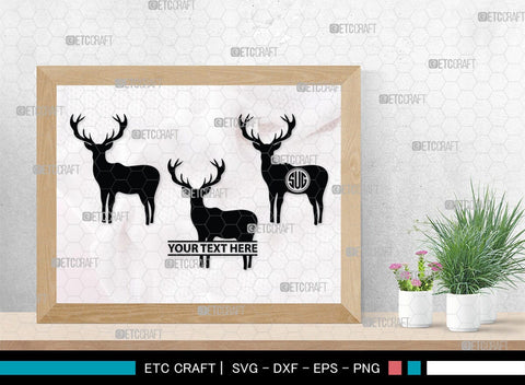 Deer Monogram, Deer Silhouette, Deer SVG, Gazelle Svg, Buck Svg, Hunting Svg, Deer Head Svg, SB00250 SVG ETC Craft 
