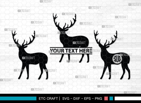 Deer Monogram, Deer Silhouette, Deer SVG, Gazelle Svg, Buck Svg, Hunting Svg, Deer Head Svg, SB00250 SVG ETC Craft 