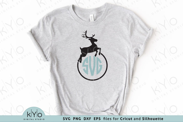 Deer Monogram Frame Svg Png Dxf Eps Files SVG kYo Digital Studio 