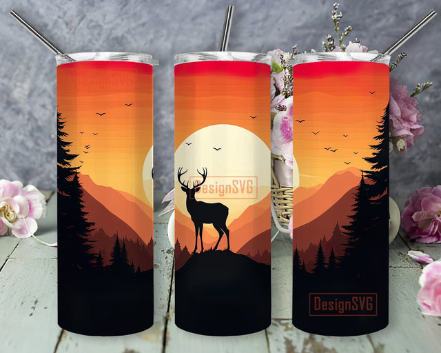 Deer Mountain Landscape 20oz Skinny Tumbler Png, Camping, Hunting, Mountain Forest Seamless, Deer Tumbler, Mountain Tumbler, Forest Tumbler Png, Hunter Tumbler Pattern Sublimation DesignSVG 