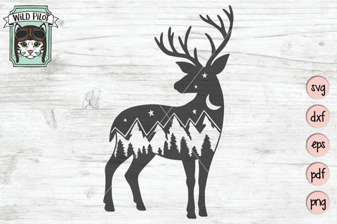 Deer Mountain Scene SVG Cut File SVG Wild Pilot 