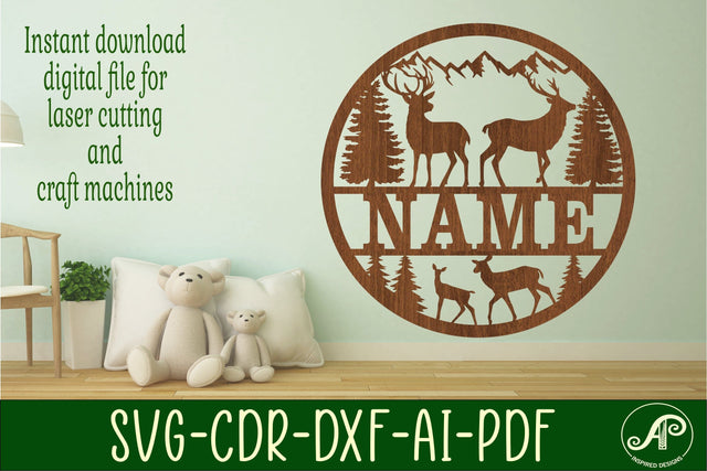 Deer name sign svg laser cut template SVG APInspireddesigns 