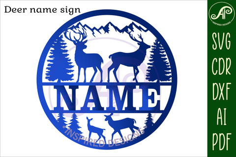 Deer name sign svg laser cut template SVG APInspireddesigns 