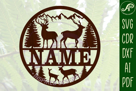 Deer name sign svg laser cut template SVG APInspireddesigns 