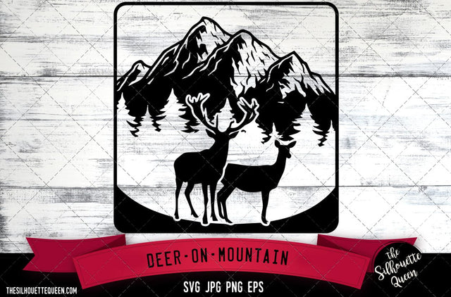 Deer on mountain SVG -Vector Art Commercial & Personal Use- Cricut,Silhouette,Cameo,Vinyl Cut SVG Loveleen Kaur 