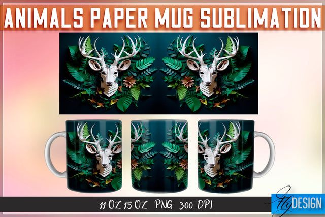 Deer Paper Mug Sublimation Sublimation Fly Design 