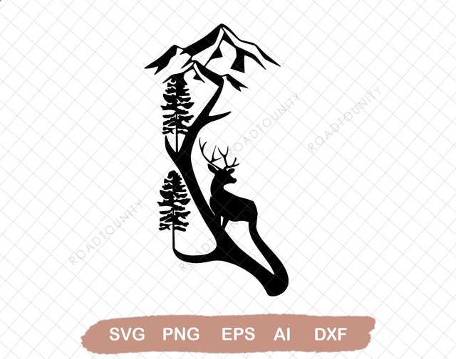 Deer Scene Svg file, Svg Files For Cricut, 24oz Venti Cold Cup Design, EPS file, SVG file SVG DiamondDesign 