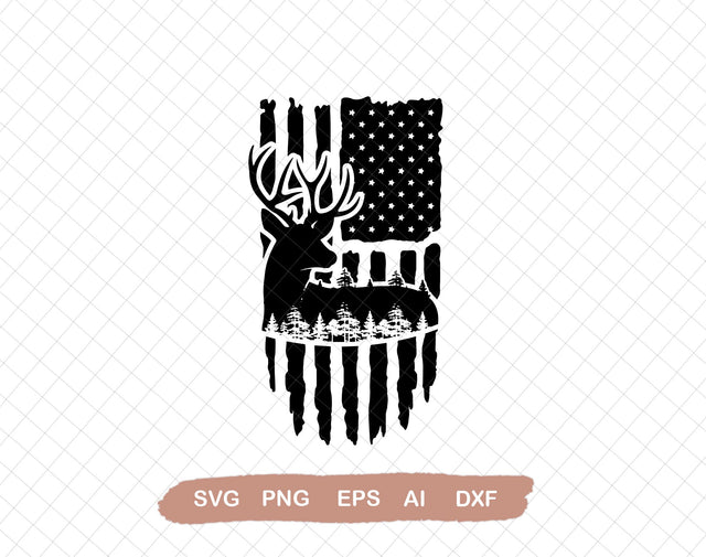 Deer Silhouette Flag! SVG, PNG, CNC, Laser, Vinyl Cutter, Silhouette, Cricut,Svg File for Cricut, Ai, Png, Dxf. Eps SVG DiamondDesign 