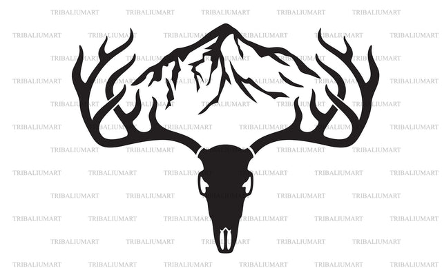 Deer skull and mountain SVG TribaliumArtSF 