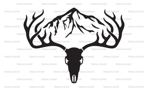 Deer skull and mountain SVG TribaliumArtSF 