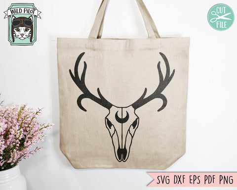 Deer Skull SVG Cut File, Mystical svg, Crescent Moon svg, Deer Skull png, Southwest SVG, Boho svg, Bohemian svg, Tribal svg, Mystical png SVG Wild Pilot 