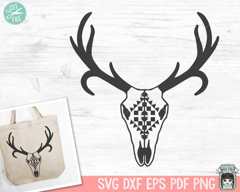 Deer Skull SVG Cut File, Mystical svg, Deer Skull png, Southwest SVG, Boho svg, Bohemian svg, Geo svg, Tribal svg, Geometric svg SVG Wild Pilot 