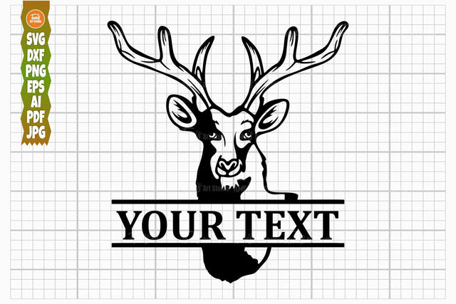 Deer Split Monogram, Deer Head Svg, Hunting Svg SVG TonisArtStudio 