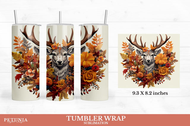 Deer Sublimation Tumbler Wrap | 3D Sublimation Tumble Wrap Sublimation Petunia Digital Design 