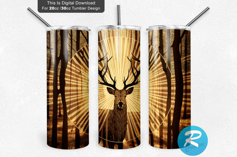 Deer Sun Canopy Of Trees 20 oz / 30 oz Tumbler PNG Sublimation Regulrcrative 