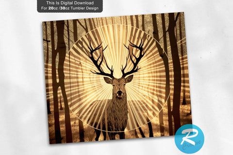 Deer Sun Canopy Of Trees 20 oz / 30 oz Tumbler PNG Sublimation Regulrcrative 