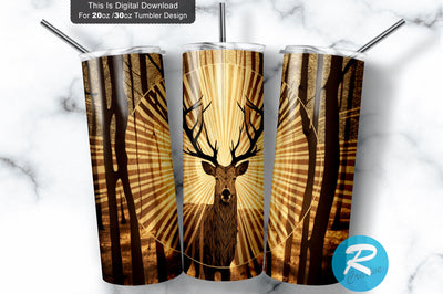 Deer Sun Canopy Of Trees 20 oz / 30 oz Tumbler PNG Sublimation Regulrcrative 