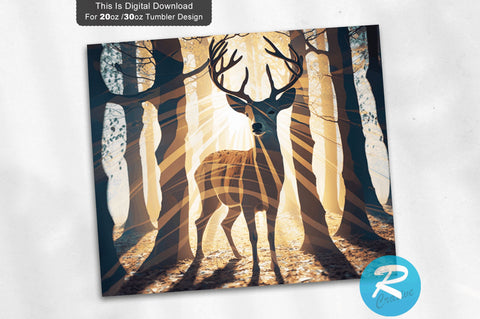 Deer Sun Peek Through 20 oz / 30 oz Tumbler PNG Sublimation Regulrcrative 