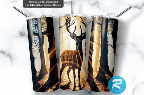 Deer Sun Peek Through 20 oz / 30 oz Tumbler PNG Sublimation Regulrcrative 