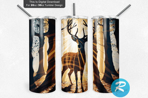 Deer Sun Peek Through 20 oz / 30 oz Tumbler PNG Sublimation Regulrcrative 