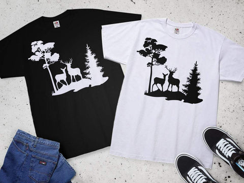 Deer SVG DXF Cut Files, dxf files for plasma, cnc files for wood, mountain svg, forest svg, deer svg, hunting svg SVG CutLeafSvg 